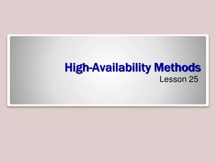 high availability methods