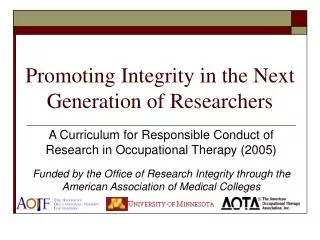 Promoting Integrity in the Next Generation of Researchers