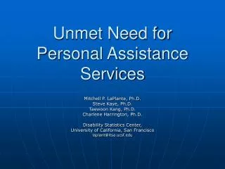 Unmet Need for Personal Assistance Services