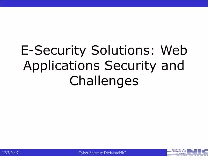 e security solutions web applications security and challenges