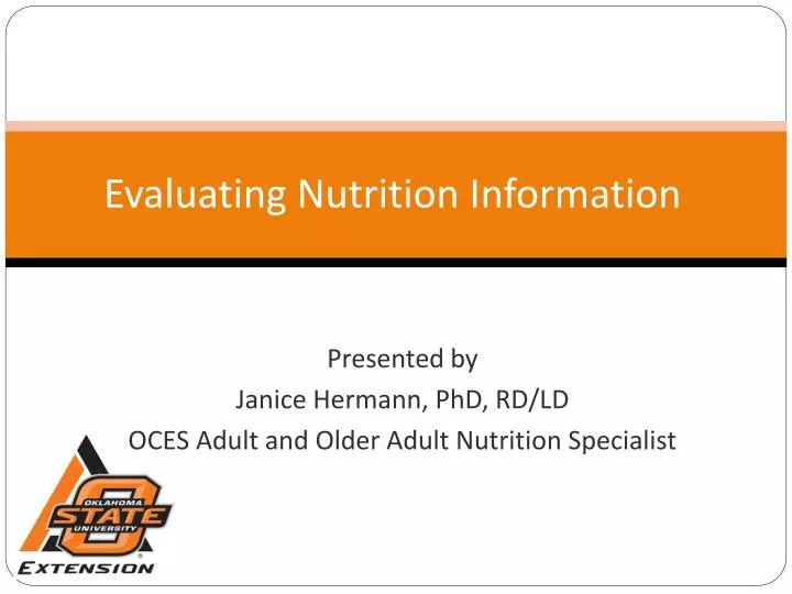 evaluating nutrition information