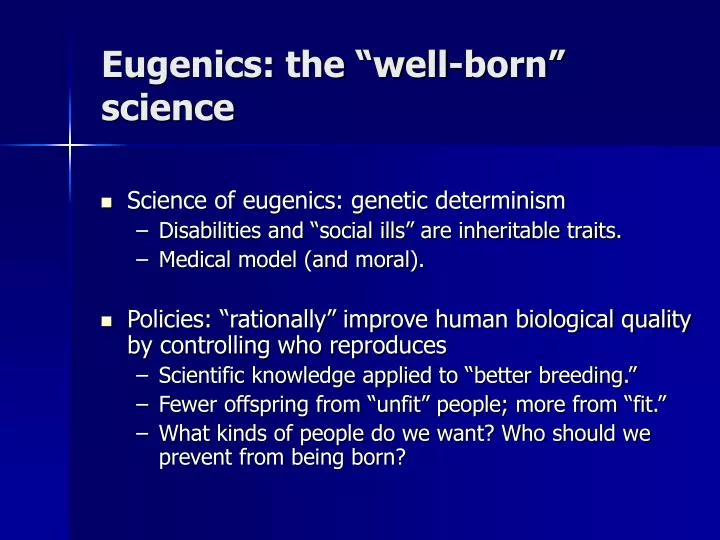 eugenics the well born science