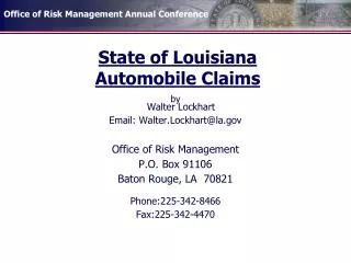 State of Louisiana Automobile Claims