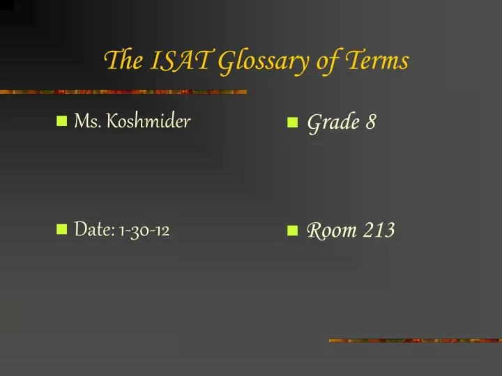 the isat glossary of terms