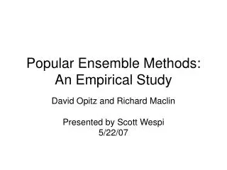 Popular Ensemble Methods: An Empirical Study