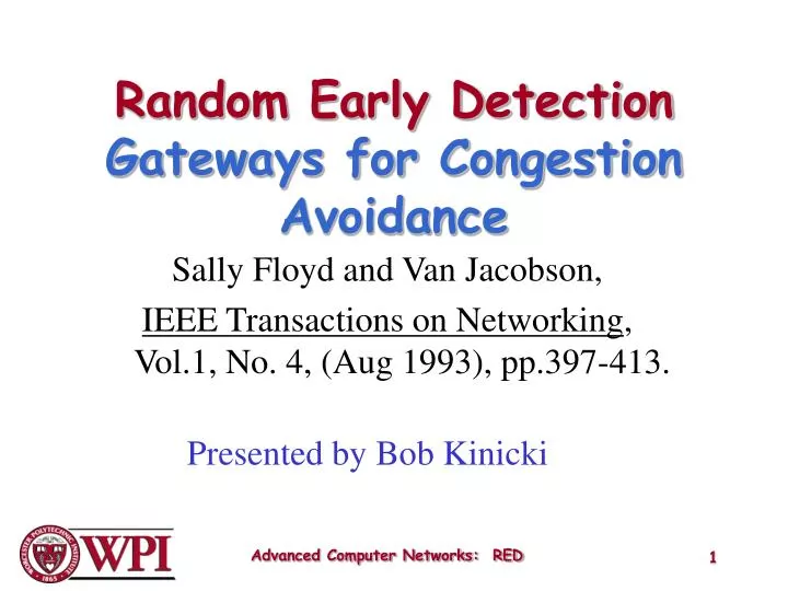 random early detection gateways for congestion avoidance