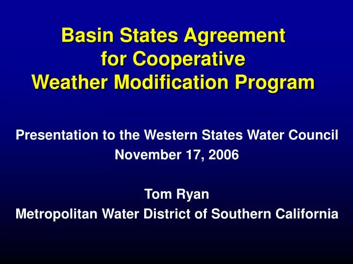 basin states agreement for cooperative weather modification program