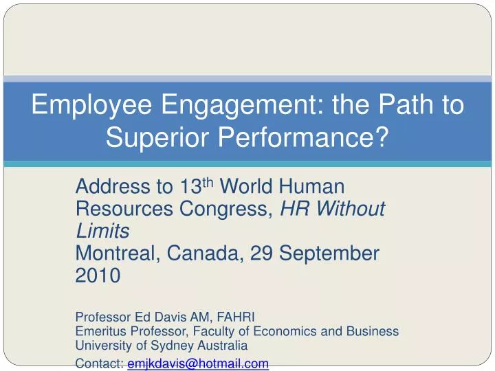 employee engagement the path to superior performance