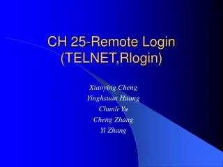 CH 25-Remote Login (TELNET,Rlogin)