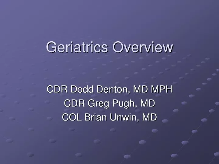 geriatrics overview