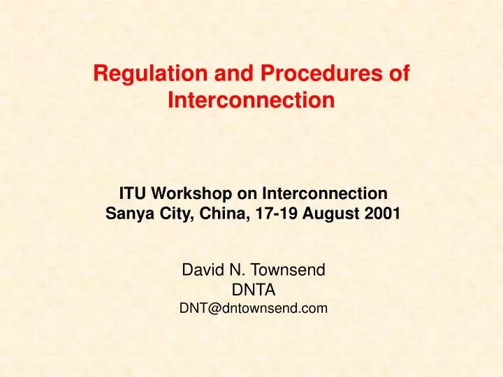 regulation and procedures of interconnection