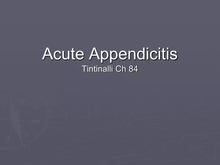 acute appendicitis tintinalli ch 84