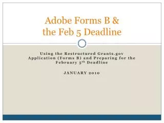 Adobe Forms B &amp; the Feb 5 Deadline