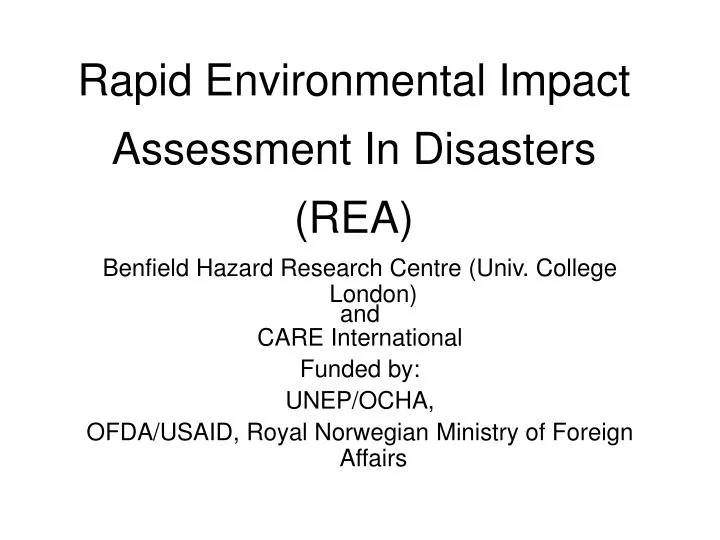 rapid environmental impact assessment in disasters rea