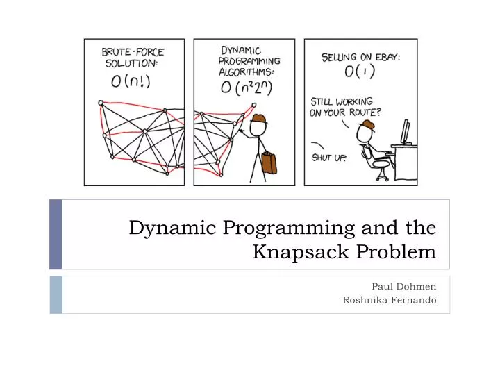 dynamic programming and the knapsack problem