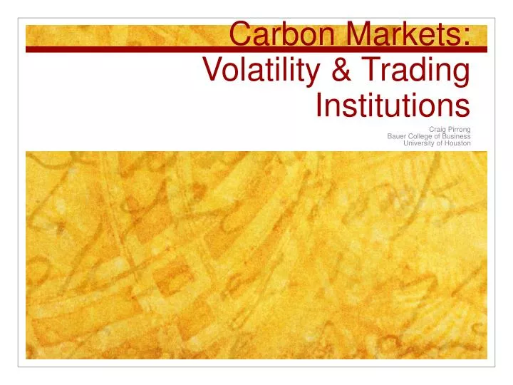 carbon markets volatility trading institutions