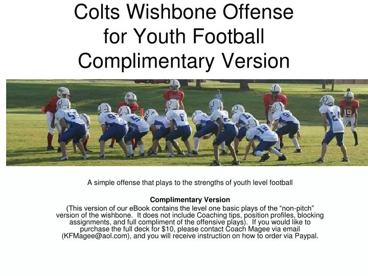 colts wishbone offense for youth football complimentary version