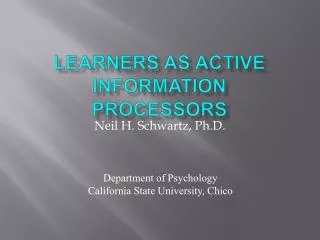 Learners as Active Information Processors