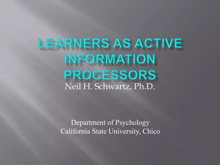learners as active information processors