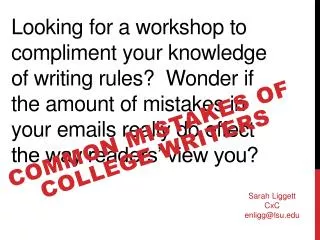 Common Mistakes of College Writers