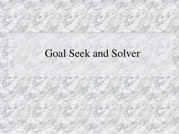 goal seek and solver