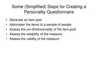 Some (Simplified) Steps for Creating a Personality Questionnaire