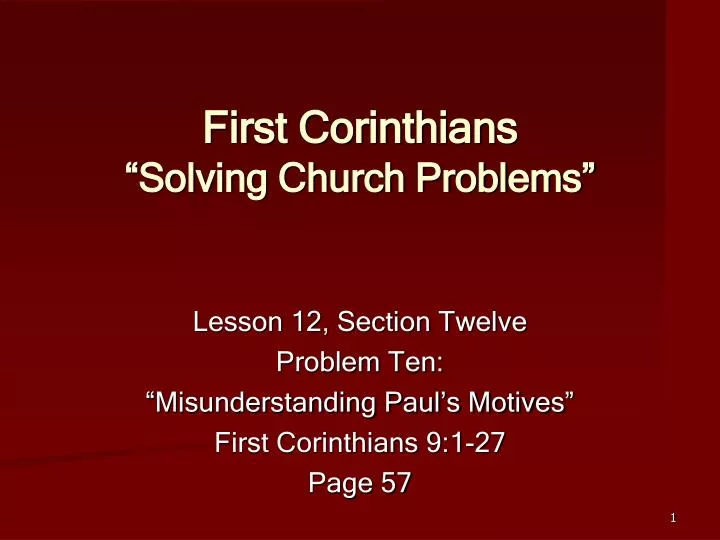 first corinthians solving church problems