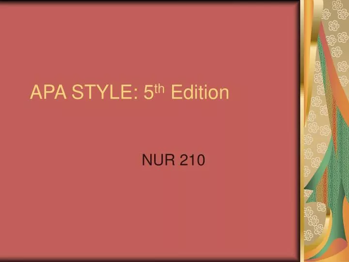apa style 5 th edition