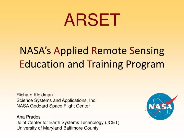 arset nasa s a pplied r emote s ensing e ducation and t raining program