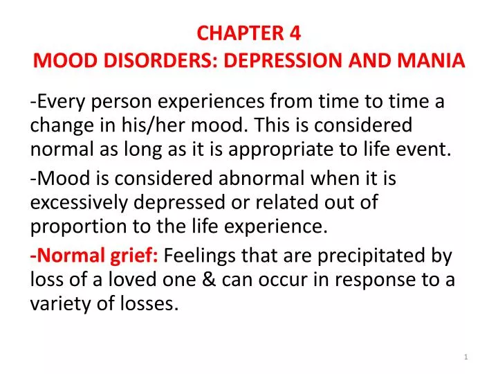 chapter 4 mood disorders depression and mania