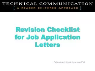 Revision Checklist for Job Application Letters