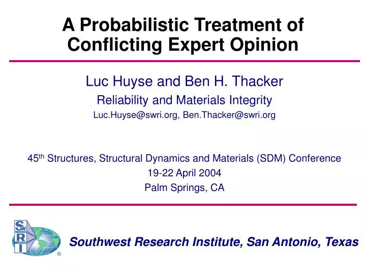 a probabilistic treatment of conflicting expert opinion