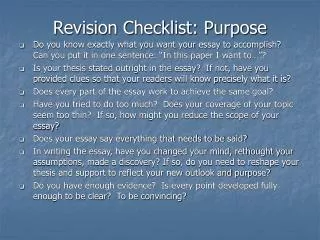 Revision Checklist: Purpose