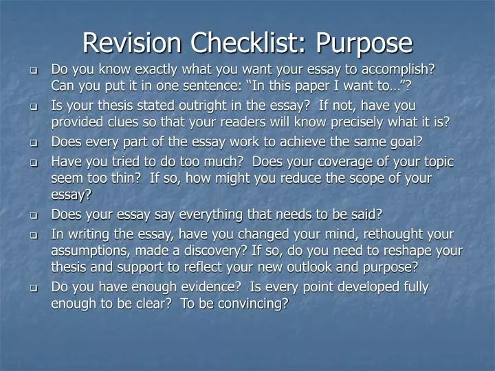 revision checklist purpose