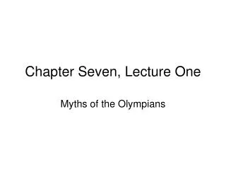 Chapter Seven, Lecture One