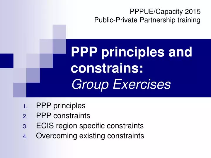 ppp principles and constrains group exercises