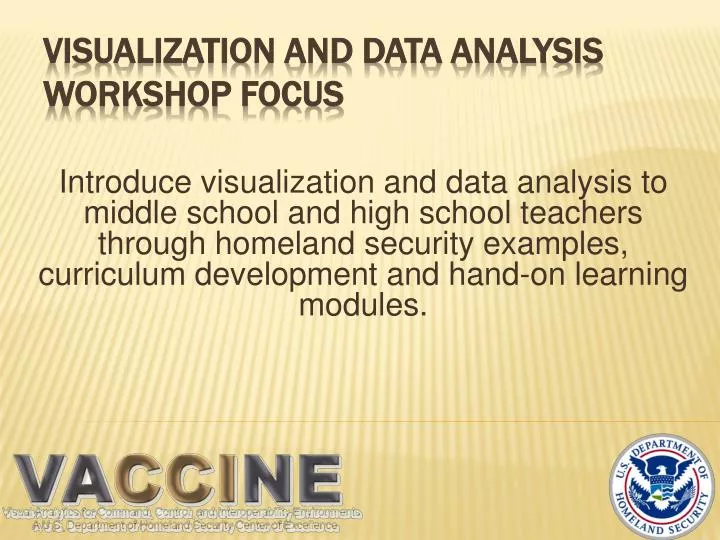 visualization and data analysis workshop focus