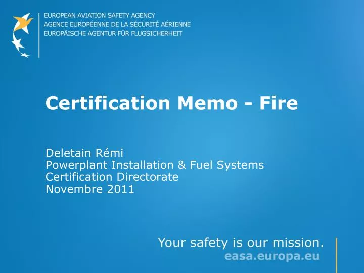 certification memo fire