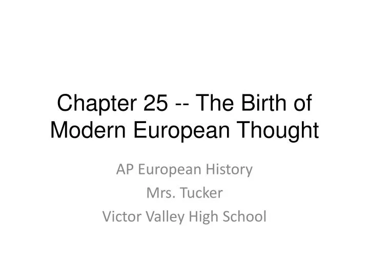 chapter 25 the birth of modern european thought