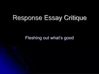 Response Essay Critique