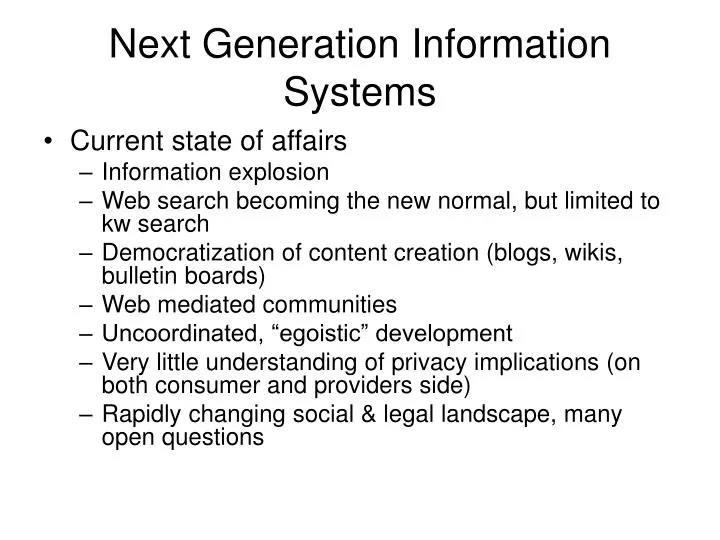 next generation information systems