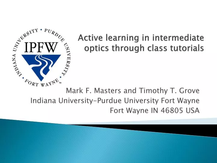 active learning in intermediate optics through class tutorials