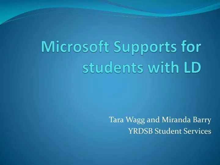 microsoft supports for students with ld