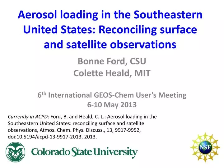 aerosol loading in the southeastern united states reconciling surface and satellite observations