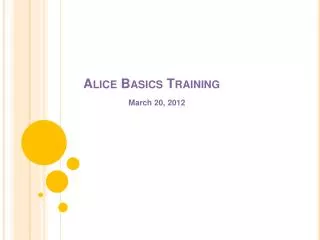 Alice Basics Training