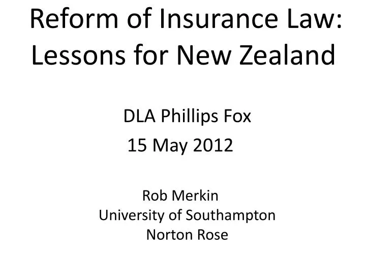 reform of insurance law lessons for new zealand