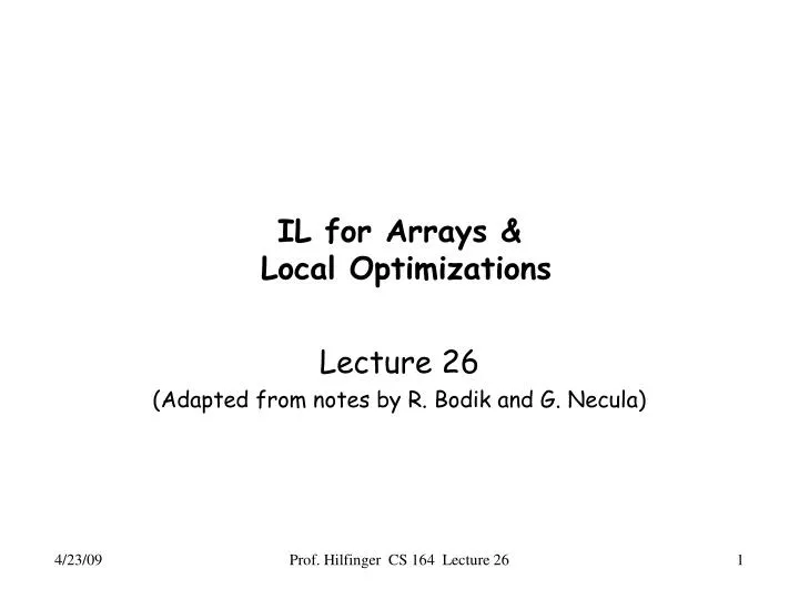 il for arrays local optimizations