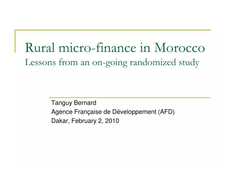 rural micro finance in morocco lessons from an on going randomized study