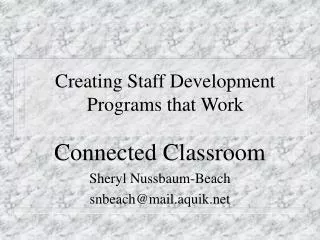 Creating Staff Development Programs that Work