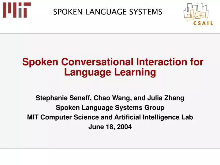 spoken conversational interaction for language learning